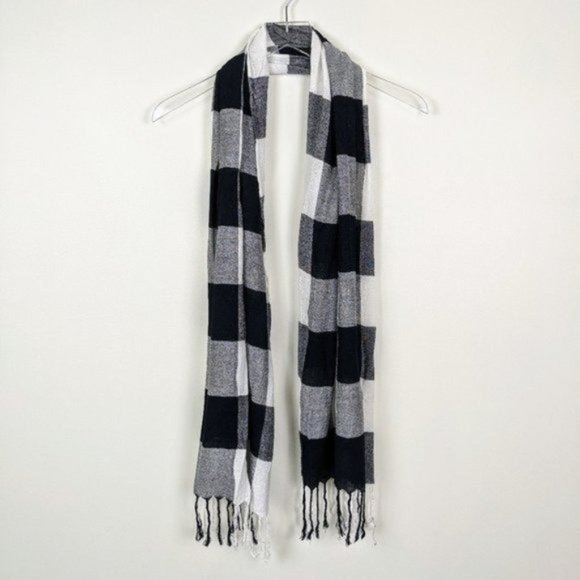 Rdylymx Men Classic Black and White Plaid Scarf